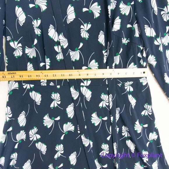 ELOQUII Navy Blue Petal Pusher Floral Tie Neck Long Sleeve Midi Dress, size 16 - Picture 6 of 14